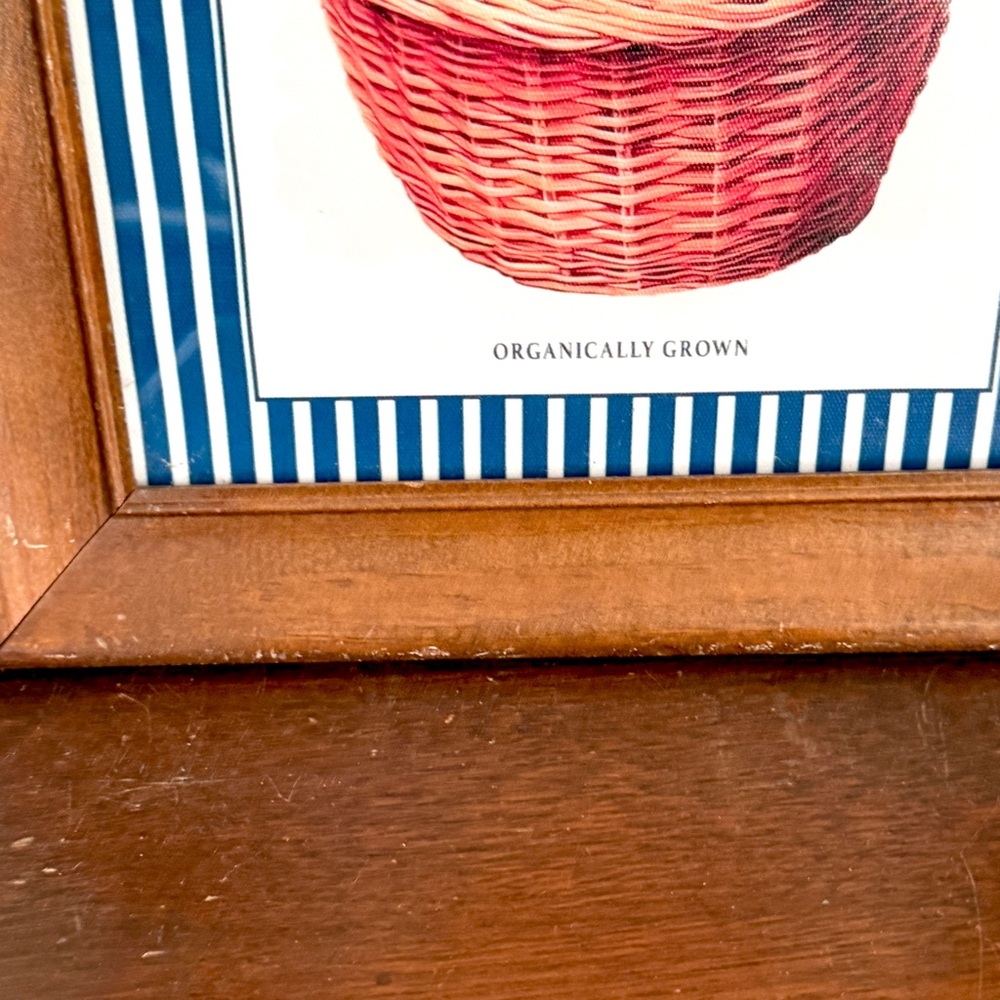 Fresh Tomatoes Canvas Art Print Blue White Stripes Vintage Wood Framed Wall Art - Picture 5 of 9